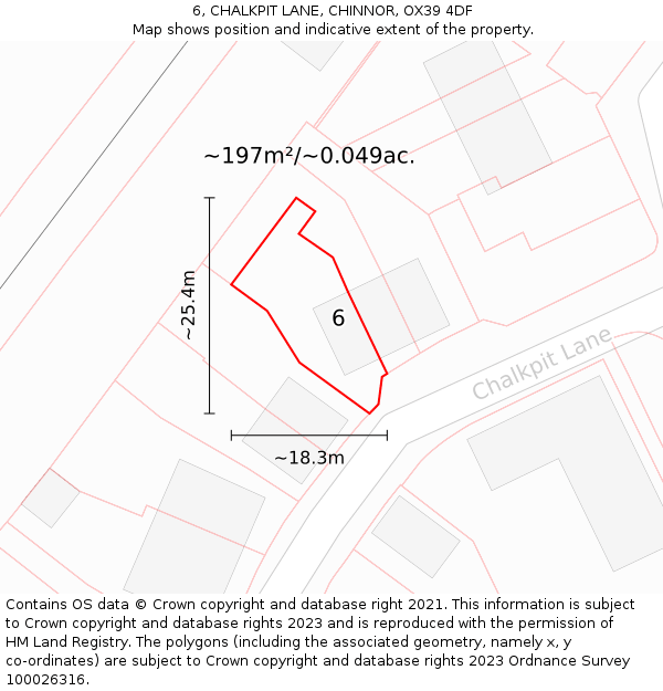 6, CHALKPIT LANE, CHINNOR, OX39 4DF: Plot and title map