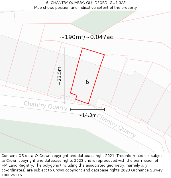 6, CHANTRY QUARRY, GUILDFORD, GU1 3AF: Plot and title map