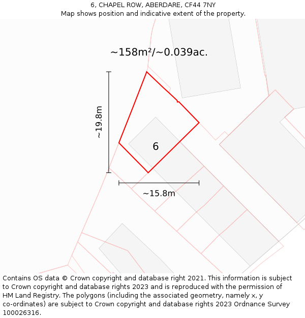 6, CHAPEL ROW, ABERDARE, CF44 7NY: Plot and title map