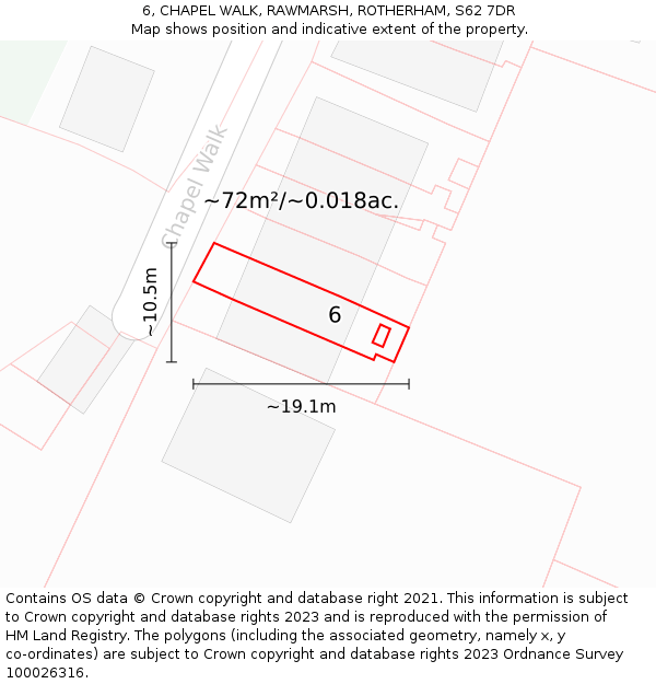 6, CHAPEL WALK, RAWMARSH, ROTHERHAM, S62 7DR: Plot and title map