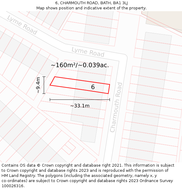 6, CHARMOUTH ROAD, BATH, BA1 3LJ: Plot and title map