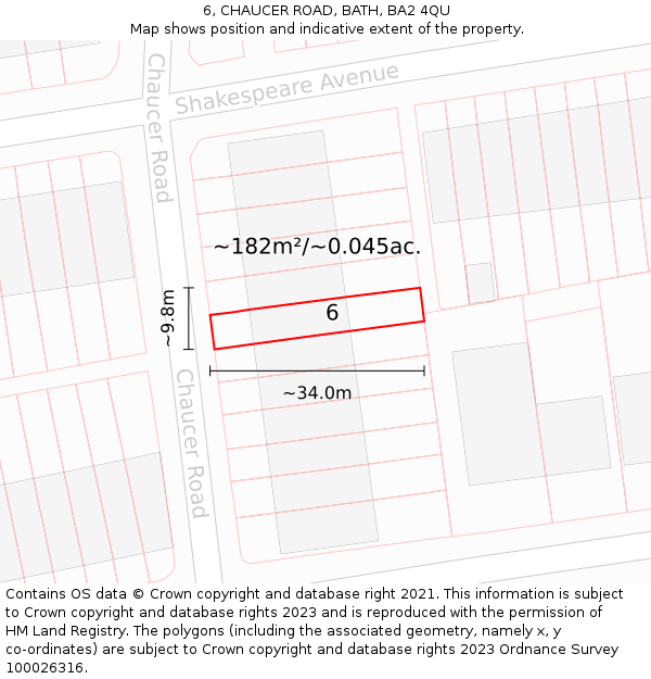 6, CHAUCER ROAD, BATH, BA2 4QU: Plot and title map