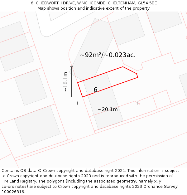 6, CHEDWORTH DRIVE, WINCHCOMBE, CHELTENHAM, GL54 5BE: Plot and title map