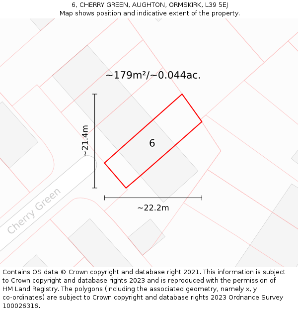 6, CHERRY GREEN, AUGHTON, ORMSKIRK, L39 5EJ: Plot and title map