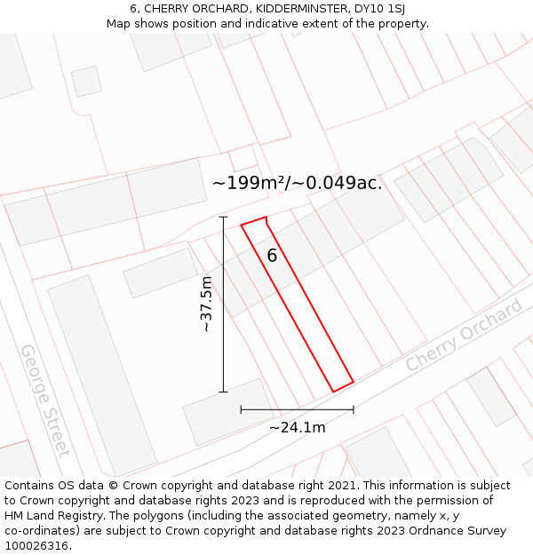 6, CHERRY ORCHARD, KIDDERMINSTER, DY10 1SJ: Plot and title map