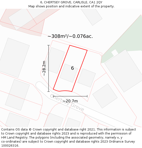 6, CHERTSEY GROVE, CARLISLE, CA1 2QY: Plot and title map