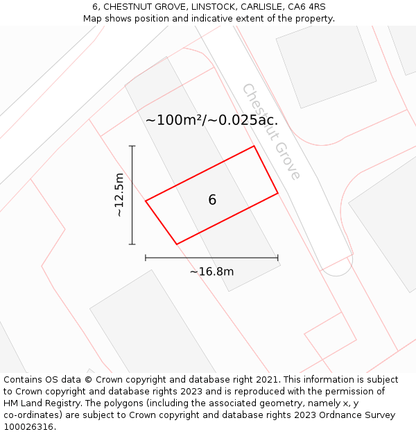6, CHESTNUT GROVE, LINSTOCK, CARLISLE, CA6 4RS: Plot and title map