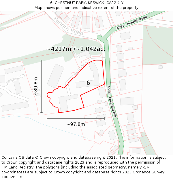 6, CHESTNUT PARK, KESWICK, CA12 4LY: Plot and title map