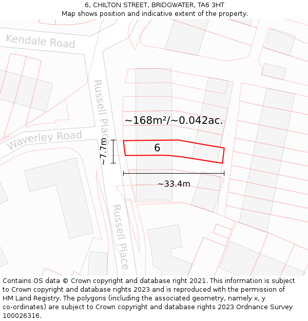 6, CHILTON STREET, BRIDGWATER, TA6 3HT: Plot and title map