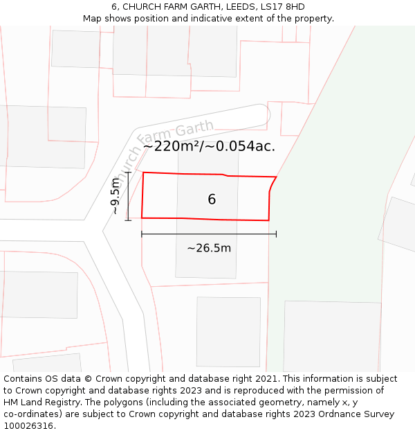 6, CHURCH FARM GARTH, LEEDS, LS17 8HD: Plot and title map