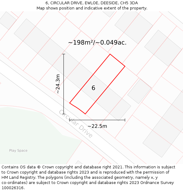 6, CIRCULAR DRIVE, EWLOE, DEESIDE, CH5 3DA: Plot and title map