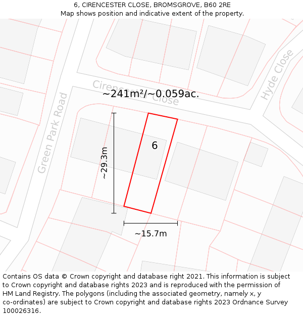 6, CIRENCESTER CLOSE, BROMSGROVE, B60 2RE: Plot and title map