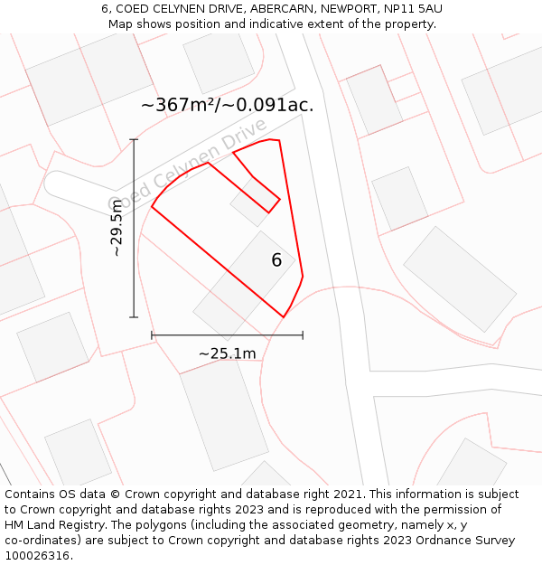 6, COED CELYNEN DRIVE, ABERCARN, NEWPORT, NP11 5AU: Plot and title map