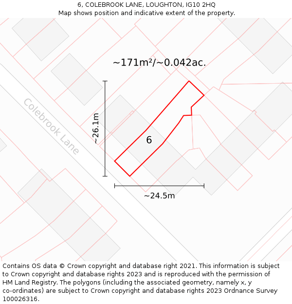 6, COLEBROOK LANE, LOUGHTON, IG10 2HQ: Plot and title map