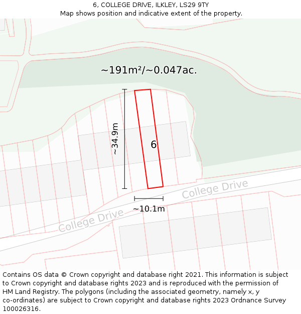 6, COLLEGE DRIVE, ILKLEY, LS29 9TY: Plot and title map