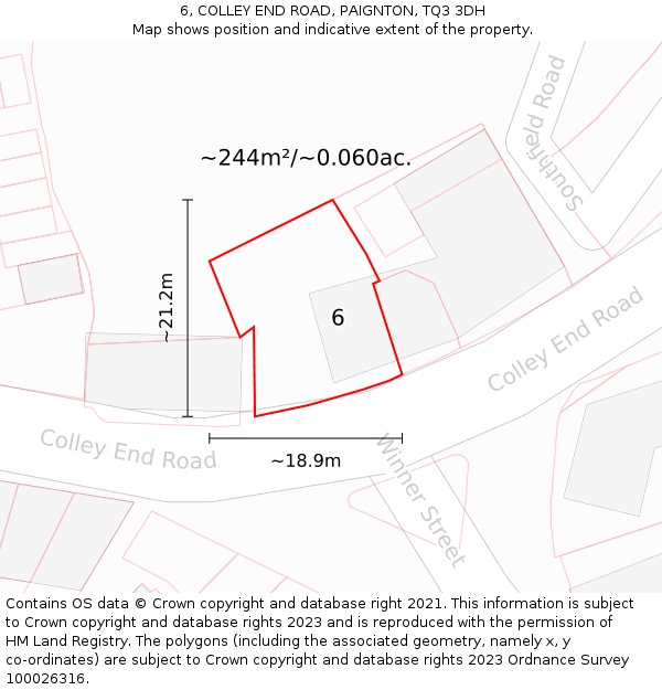 6, COLLEY END ROAD, PAIGNTON, TQ3 3DH: Plot and title map