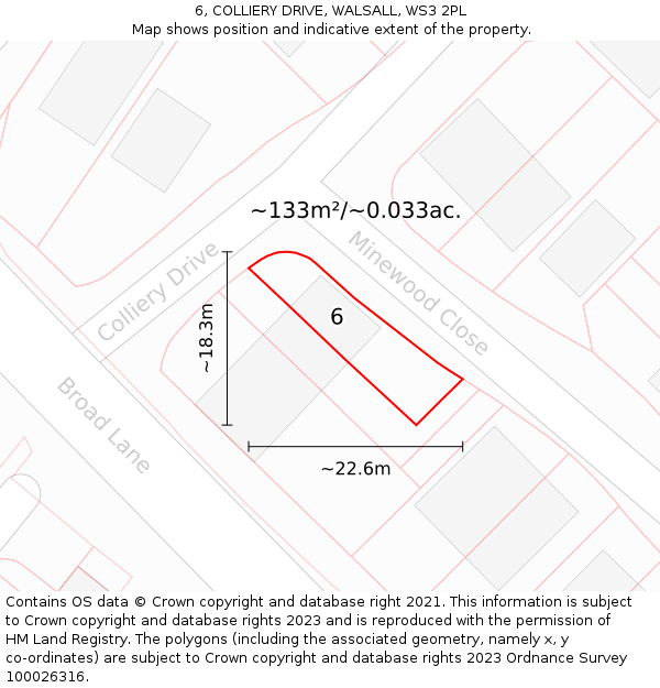 6, COLLIERY DRIVE, WALSALL, WS3 2PL: Plot and title map