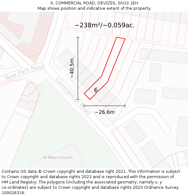 6, COMMERCIAL ROAD, DEVIZES, SN10 1EH: Plot and title map