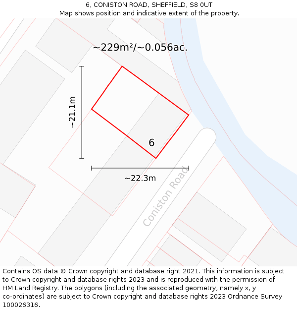 6, CONISTON ROAD, SHEFFIELD, S8 0UT: Plot and title map