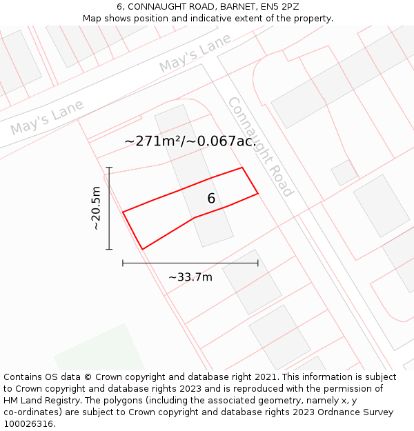 6, CONNAUGHT ROAD, BARNET, EN5 2PZ: Plot and title map