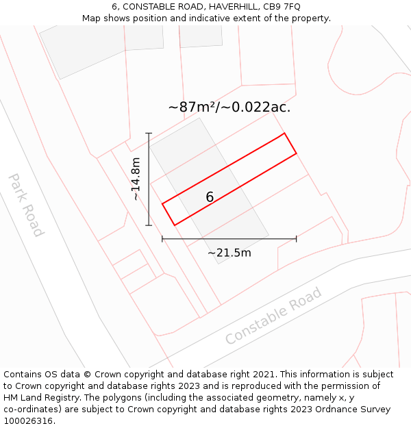 6, CONSTABLE ROAD, HAVERHILL, CB9 7FQ: Plot and title map