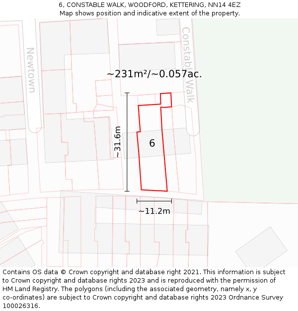 6, CONSTABLE WALK, WOODFORD, KETTERING, NN14 4EZ: Plot and title map