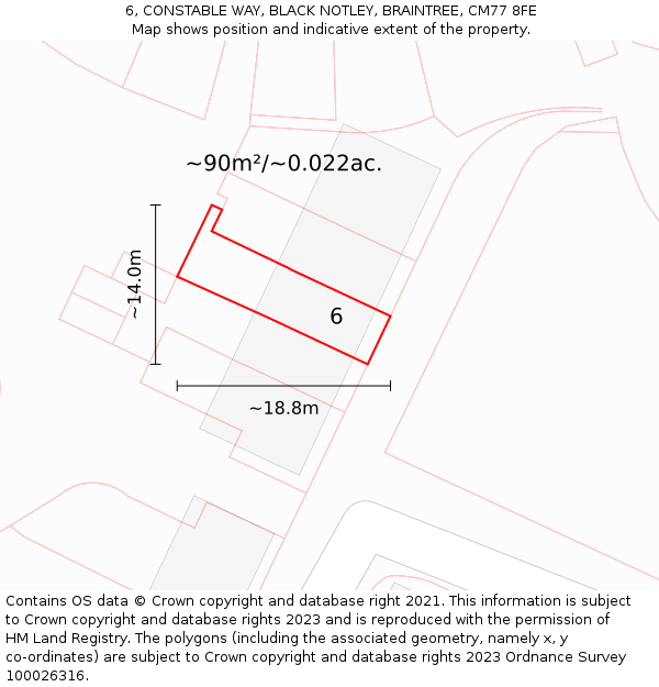 6, CONSTABLE WAY, BLACK NOTLEY, BRAINTREE, CM77 8FE: Plot and title map