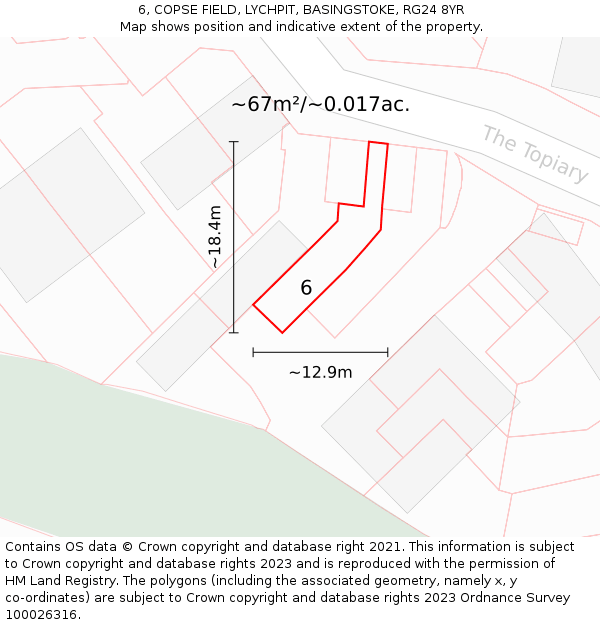 6, COPSE FIELD, LYCHPIT, BASINGSTOKE, RG24 8YR: Plot and title map