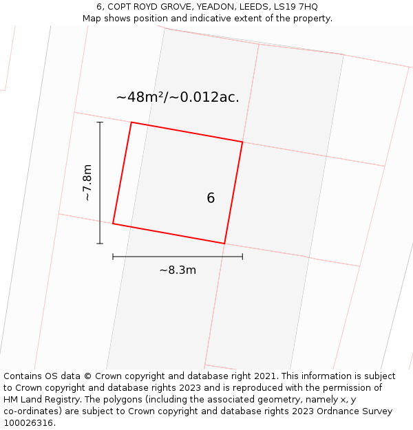 6, COPT ROYD GROVE, YEADON, LEEDS, LS19 7HQ: Plot and title map