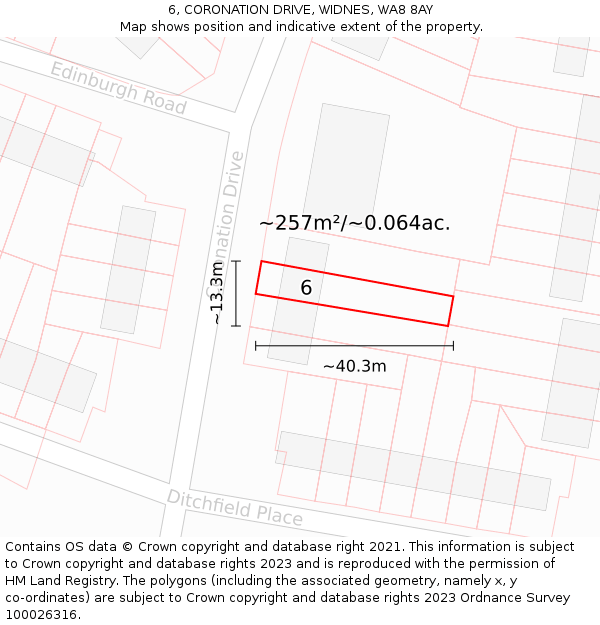 6, CORONATION DRIVE, WIDNES, WA8 8AY: Plot and title map