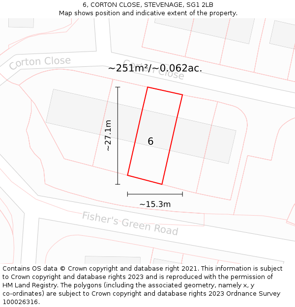 6, CORTON CLOSE, STEVENAGE, SG1 2LB: Plot and title map