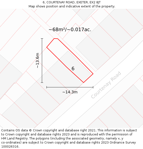 6, COURTENAY ROAD, EXETER, EX2 8JT: Plot and title map