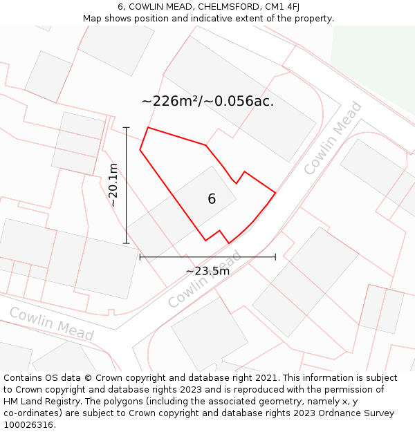 6, COWLIN MEAD, CHELMSFORD, CM1 4FJ: Plot and title map