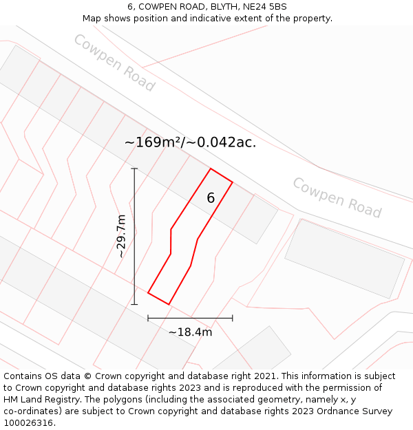 6, COWPEN ROAD, BLYTH, NE24 5BS: Plot and title map