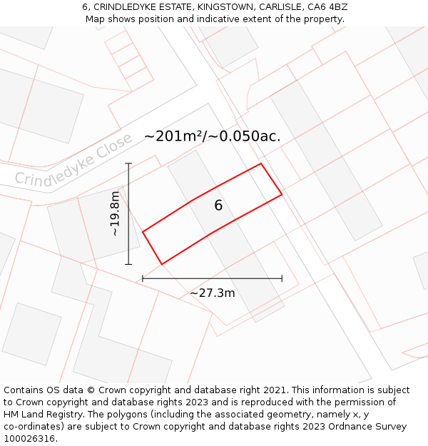 6, CRINDLEDYKE ESTATE, KINGSTOWN, CARLISLE, CA6 4BZ: Plot and title map