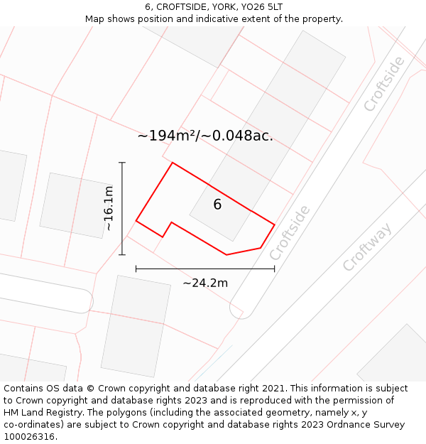 6, CROFTSIDE, YORK, YO26 5LT: Plot and title map