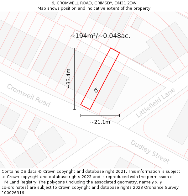 6, CROMWELL ROAD, GRIMSBY, DN31 2DW: Plot and title map