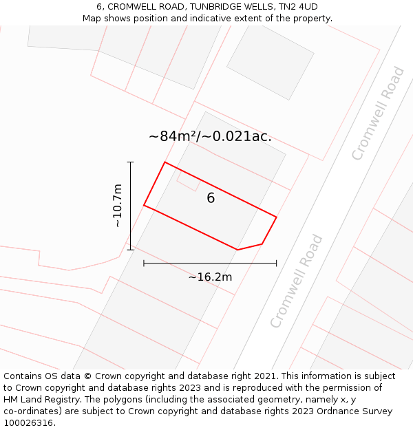 6, CROMWELL ROAD, TUNBRIDGE WELLS, TN2 4UD: Plot and title map