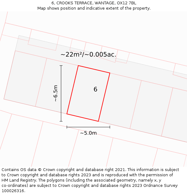 6, CROOKS TERRACE, WANTAGE, OX12 7BL: Plot and title map