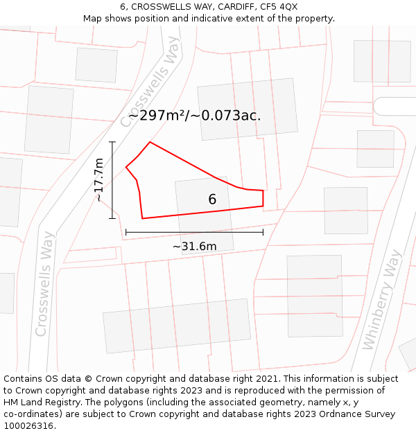 6, CROSSWELLS WAY, CARDIFF, CF5 4QX: Plot and title map