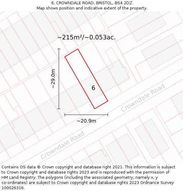 6, CROWNDALE ROAD, BRISTOL, BS4 2DZ: Plot and title map
