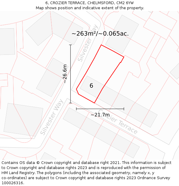 6, CROZIER TERRACE, CHELMSFORD, CM2 6YW: Plot and title map
