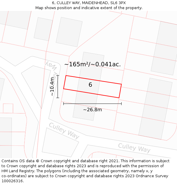 6, CULLEY WAY, MAIDENHEAD, SL6 3PX: Plot and title map