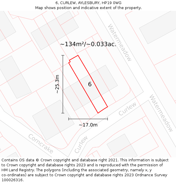 6, CURLEW, AYLESBURY, HP19 0WG: Plot and title map