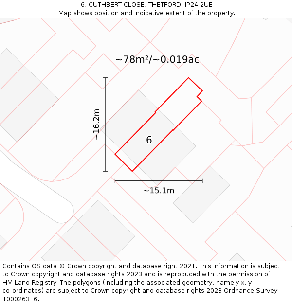 6, CUTHBERT CLOSE, THETFORD, IP24 2UE: Plot and title map