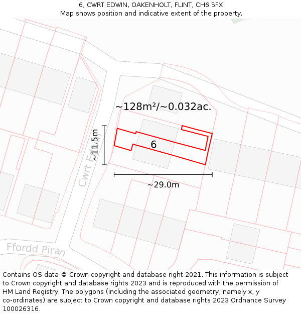 6, CWRT EDWIN, OAKENHOLT, FLINT, CH6 5FX: Plot and title map
