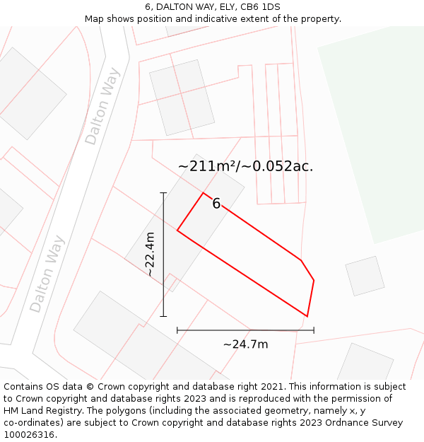 6, DALTON WAY, ELY, CB6 1DS: Plot and title map