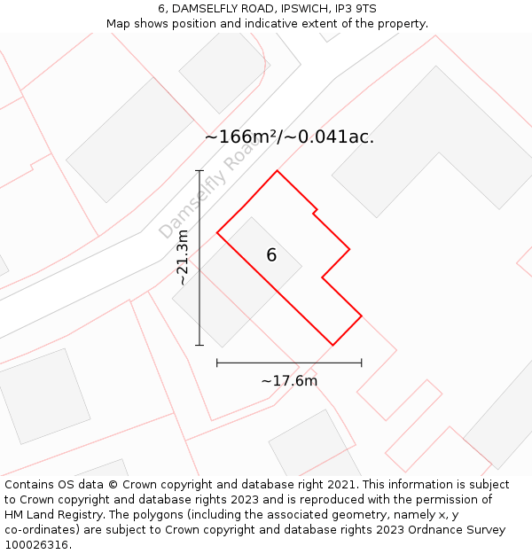 6, DAMSELFLY ROAD, IPSWICH, IP3 9TS: Plot and title map