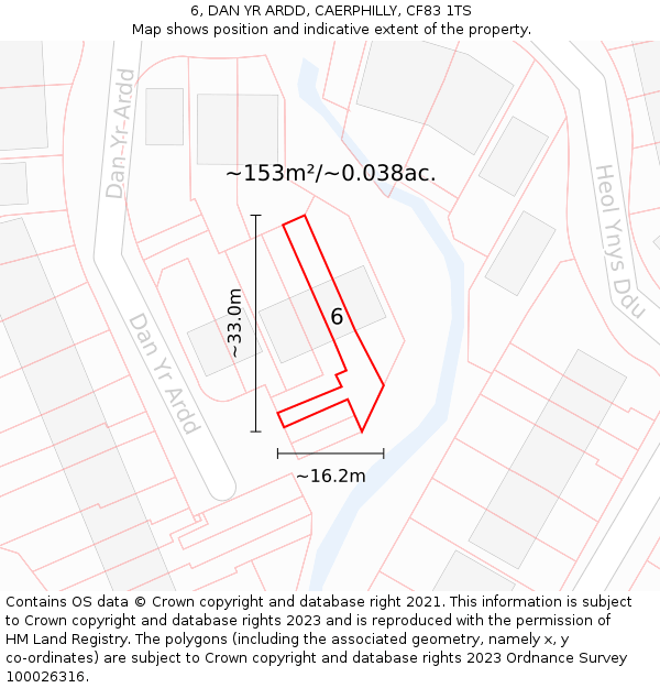 6, DAN YR ARDD, CAERPHILLY, CF83 1TS: Plot and title map