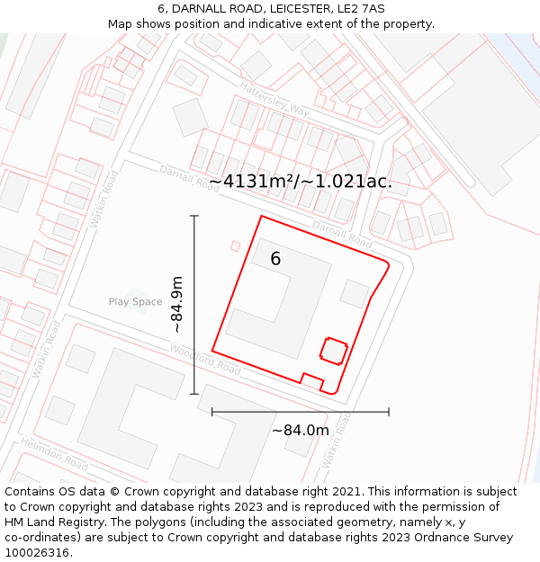6, DARNALL ROAD, LEICESTER, LE2 7AS: Plot and title map